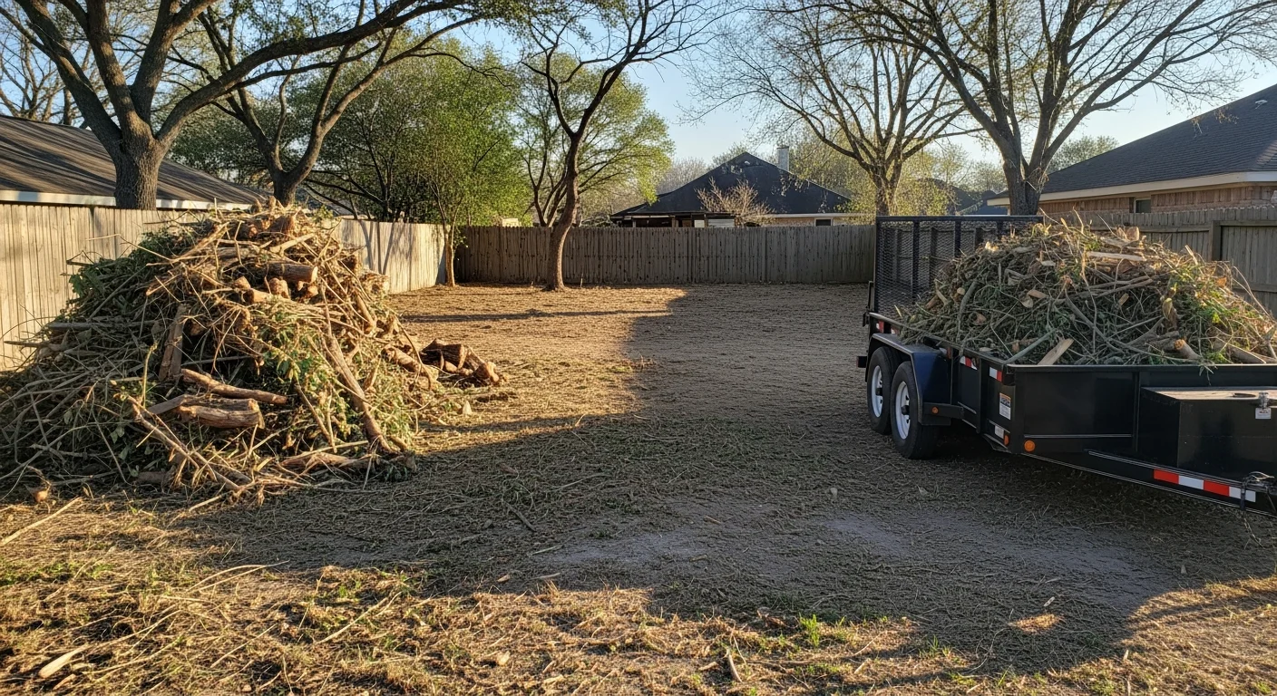Cleared residential yard ready for landscaping after overgrowth removal